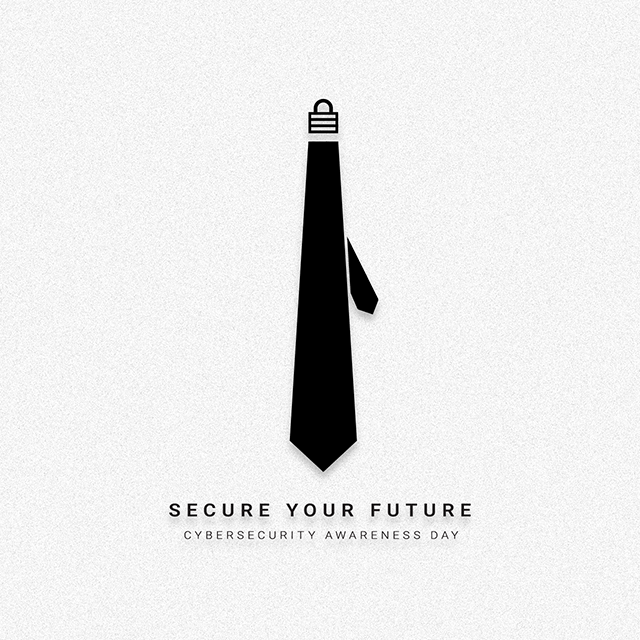 Cybersecurity Awareness Day lock on top of a neck tie